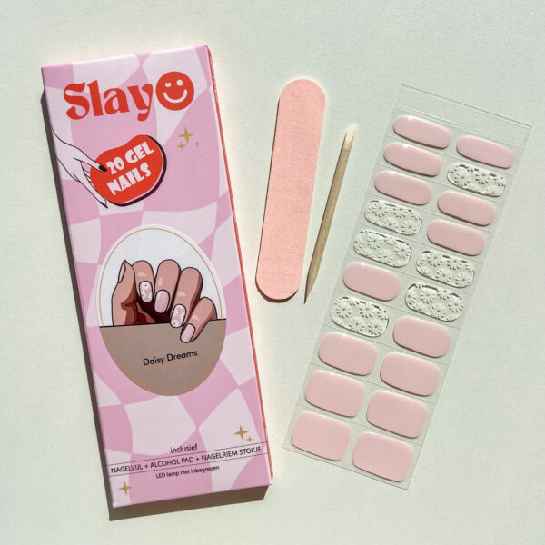 Daisy Dreams Daisy Dreams, zachtroze vrouwelijke nagels met een bloemen design. gel nail stickers