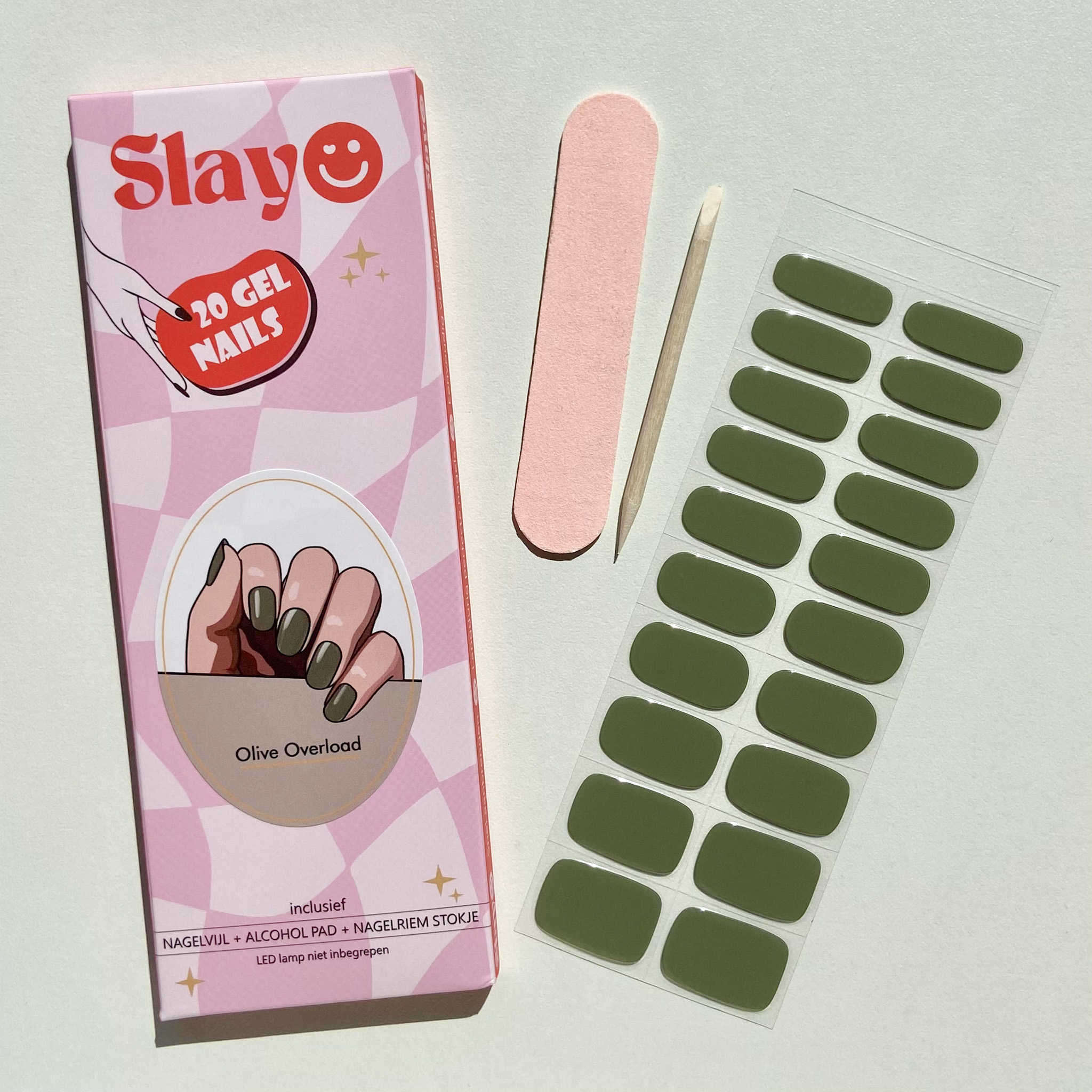 Olive Overload Olive Overload olijf groene gel nagel wraps, makkelijk en snel aan te brengen