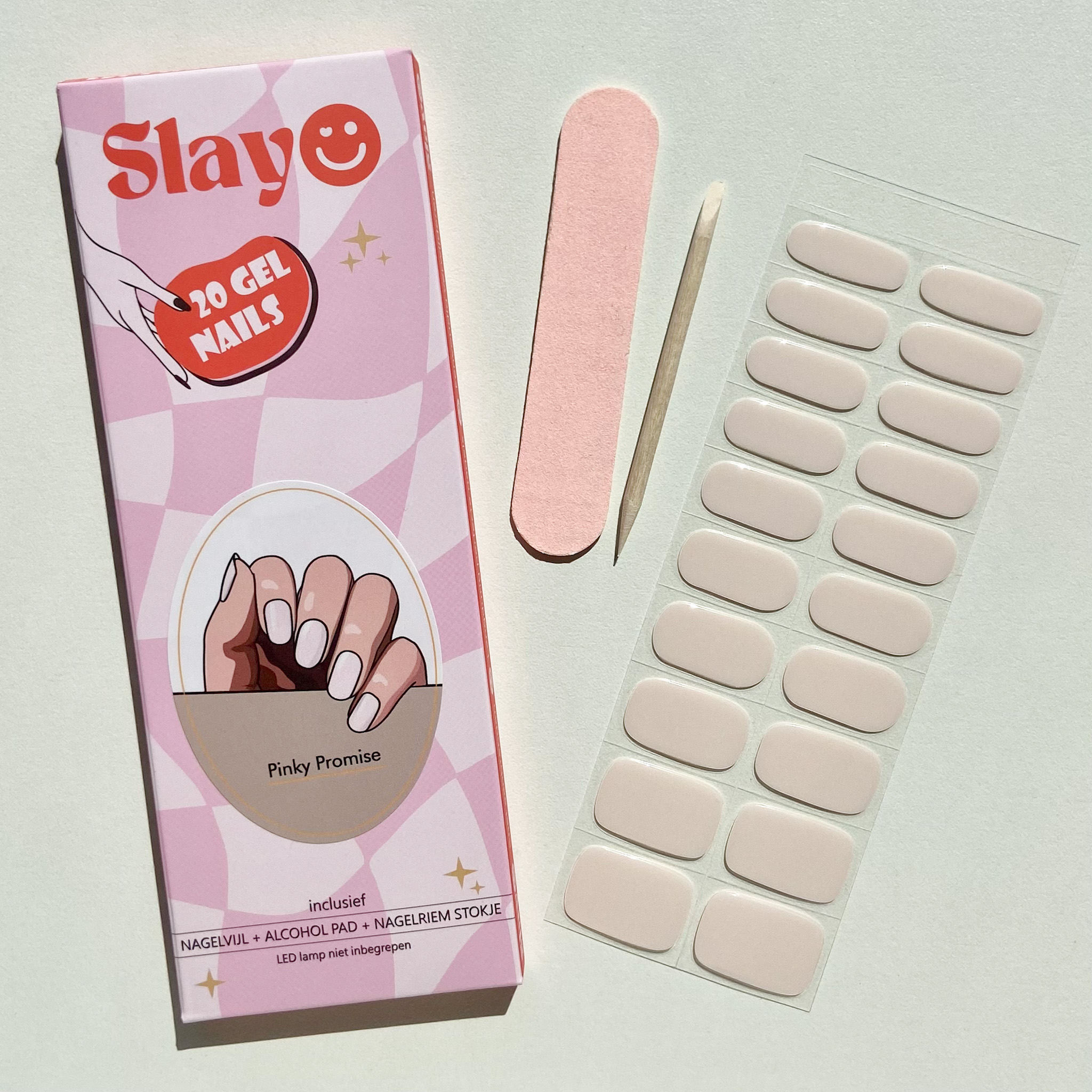 Pinky Promise, lichtroze gel nagel stickers, mooie basic biab look manicure