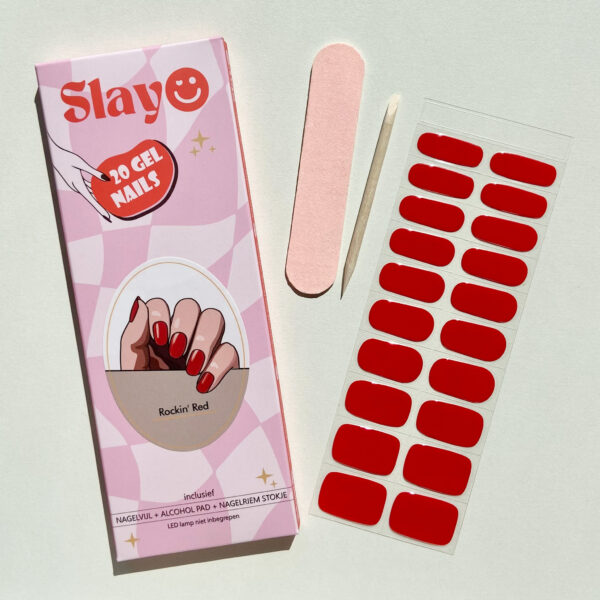 Rockin Red, Een rode gel nail wrap in een romantisch en elegante rode kleur.
