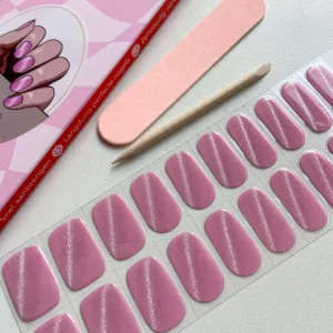 Roze cat eye gel nail stickers