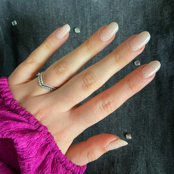 glam gem's glam gem's, roze gellak stickers met zilveren strass steentjes.
