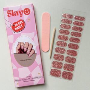 Glitz and Glam gel nagelstickers Gellak Stickers Glitz and Glam, roze met glitters