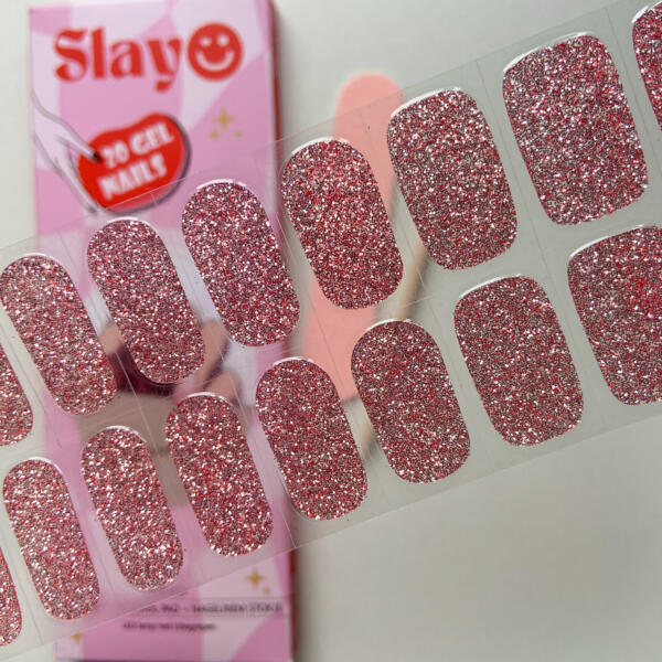Glitz and Glam Gellak Stickers Roze gellak stickers met een glittertje erin.