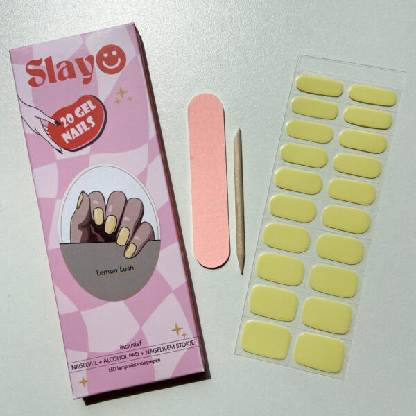 Lemon Lush lichtgele gellak stickers lemon lush, pastel gele gellak nagelstickers