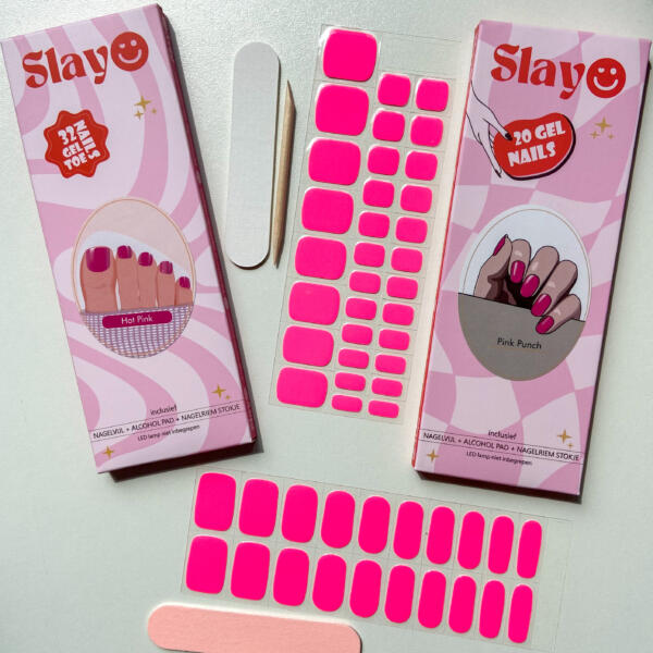 knalroze manicure en pedicure gellak nagelstickers knalroze gellak stickers voor de voeten en handen