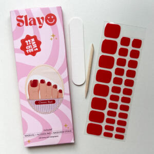 Classic Red – Gellak Pedicure Stickers klassiek rode pedicure nagels.
