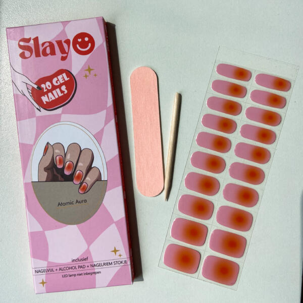 Atomic Aura - gellak stickers Roze met oranje kleuroverloop gel nagelstickers