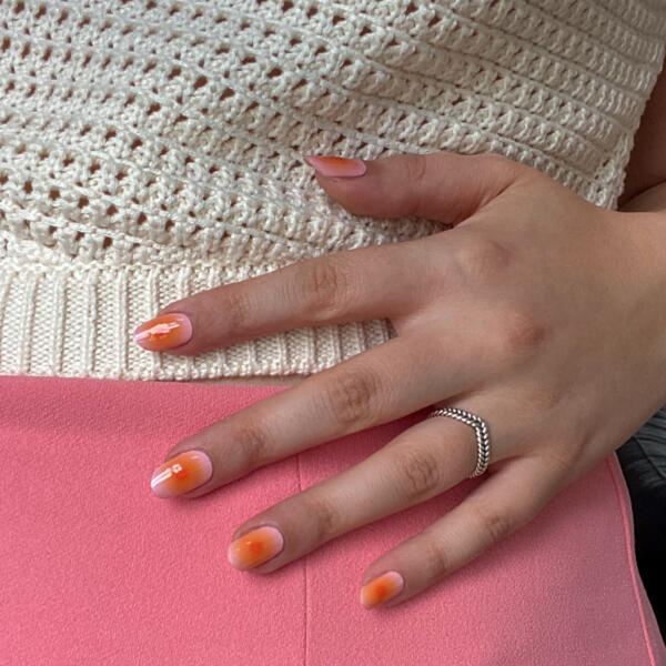 gel nagel stickers atomic aura roze met oranje kleuroverloop gellak stickers