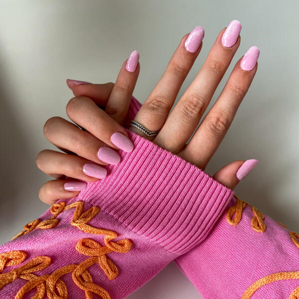 roze gellak stickers roze gel nail wraps met een glitter design
