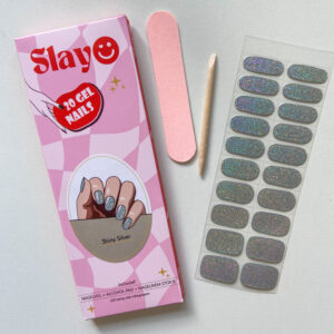 Gellak Stickers Shiny Silver Gellak stickers met zilveren glitters