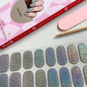 Gellak stickers met zilveren glitters