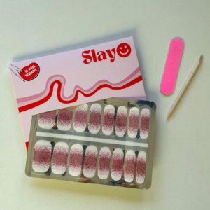 Nagelstickers Pink Champagne French manicure Nail wraps met roze glitters