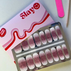 French manicure nagelstickers met roze glitters