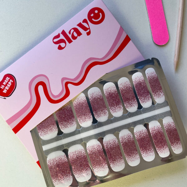 Nagelstickers Pink Champagne French manicure nagelstickers met roze glitters