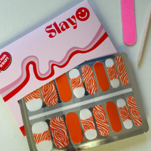 oranje nagelstickers met een zebraprint. koningsdag nagels