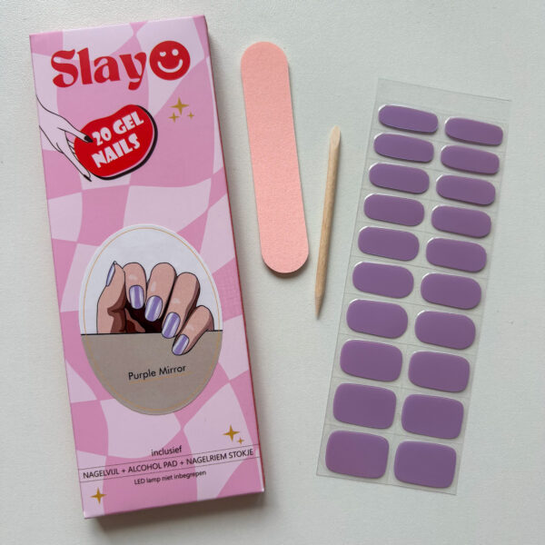 Gellak Stickers Purple Mirror paarse gellak nagels met een spiegel effect